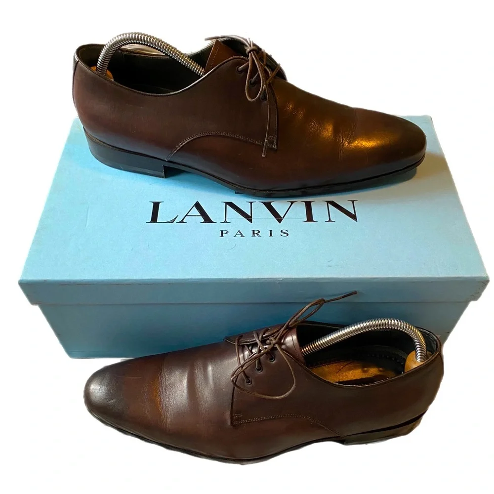 Lanvin Brown Leather Derby Men’s Shoe - Picture 1 of 8